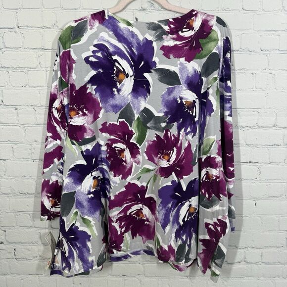 Aldred Runner Blouse Women Plus 3X Floral Printed Cottage Prairie Casual Top - Picture 2 of 9